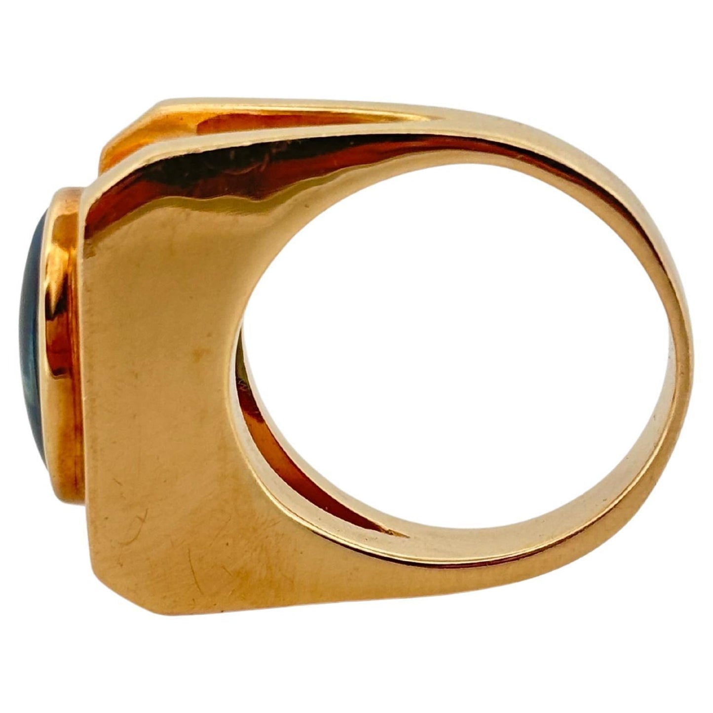 14K Yellow Gold Oval Cut 4.50ctw Swiss Blue Topaz Ring