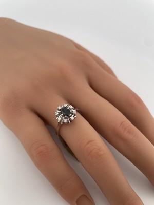 14k Gold .50ct Sapphire & 0.24ct Diamond Ring/ Size 7.5/ 3.2g