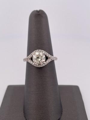 14k WG 1.44ct Center & 0.35ctw Mounting K VS1 Old Cut Dia Ring/ Size 7/ 3.8g