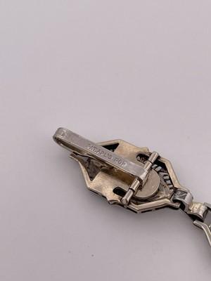 14k White Gold & 0.24ct Diamond Art Deco Bracelet/ 9.6g/ 7” Length