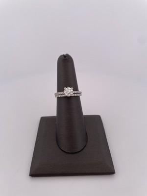 14k White Gold 0.80ct G SI1 Center & 0.21 Semi-set 0.20ctw Anniversary Band