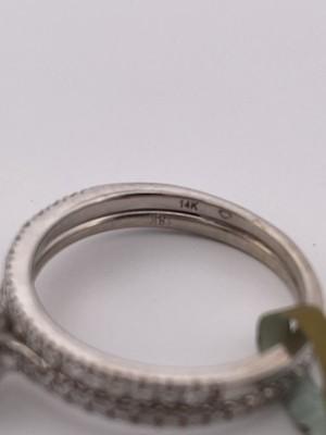 14k White Gold 0.80ct G SI1 Center & 0.21 Semi-set 0.20ctw Anniversary Band