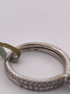 14k White Gold 0.80ct G SI1 Center & 0.21 Semi-set 0.20ctw Anniversary Band
