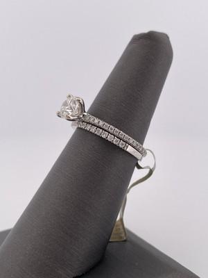 14k White Gold 0.80ct G SI1 Center & 0.21 Semi-set 0.20ctw Anniversary Band