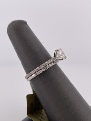 14k White Gold 0.80ct G SI1 Center & 0.21 Semi-set 0.20ctw Anniversary Band