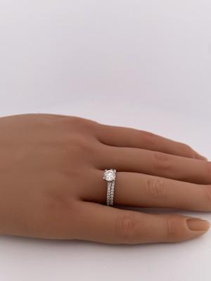 14k White Gold 0.80ct G SI1 Center & 0.21 Semi-set 0.20ctw Anniversary Band
