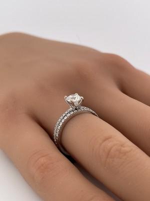 14k White Gold 0.80ct G SI1 Center & 0.21 Semi-set 0.20ctw Anniversary Band