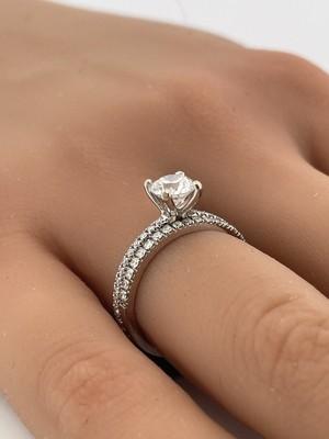 14k White Gold 0.80ct G SI1 Center & 0.21 Semi-set 0.20ctw Anniversary Band