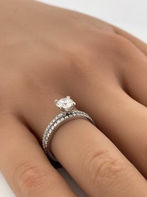 14k White Gold 0.80ct G SI1 Center & 0.21 Semi-set 0.20ctw Anniversary Band