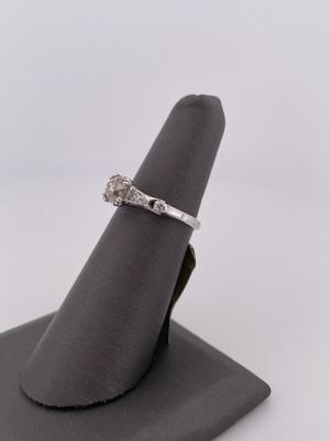 14k White Gold 0.80ctw Old Mine Cut Center Stone Diamond Ring/ Size 5.5/ 2.3g