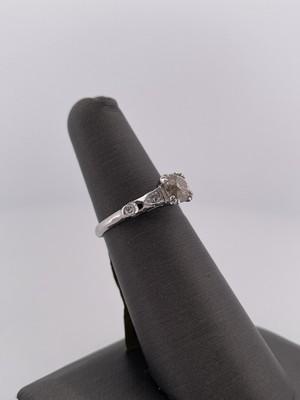 14k White Gold 0.80ctw Old Mine Cut Center Stone Diamond Ring/ Size 5.5/ 2.3g