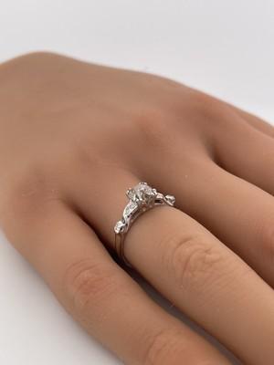 14k White Gold 0.80ctw Old Mine Cut Center Stone Diamond Ring/ Size 5.5/ 2.3g