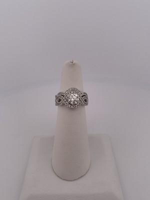 14k White Gold 1.65ctw Ring & 0.33ctw Band/ Sizes 5.25 & 5.5/ 9.3g Total Weight