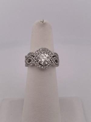 14k White Gold 1.65ctw Ring & 0.33ctw Band/ Sizes 5.25 & 5.5/ 9.3g Total Weight