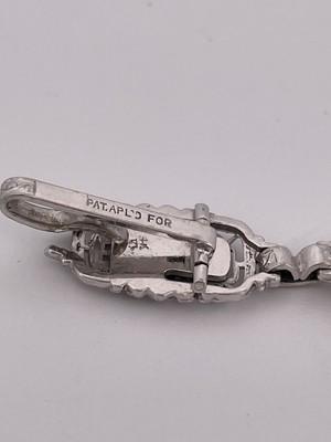 14k White Gold Art Deco Bracelet With Diamond & Onyx/ 6”/ 7.5g