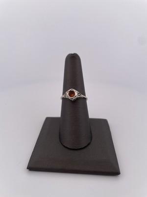 14k White Gold Filigree Citrine Ring/ Size 7.5/ 1.7g