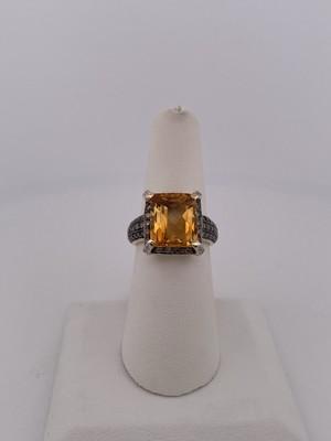 14k Yellow Gold Levian Citrine & Chocolate Diamond Ring/ Size 7/ 7.7g