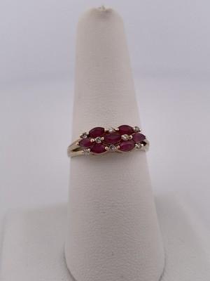 14k Yellow Gold Ruby & Diamond Ring/ Size 7.75/ 2.3g