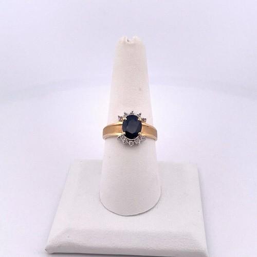 14k Yellow Gold Sapphire & Diamond Ring