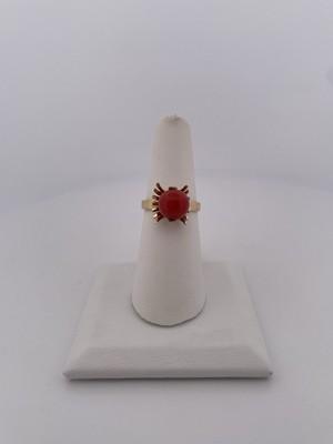 14k Yellow Gold Spinning Red Coral Ring/ Size 7.25/ 4.6g