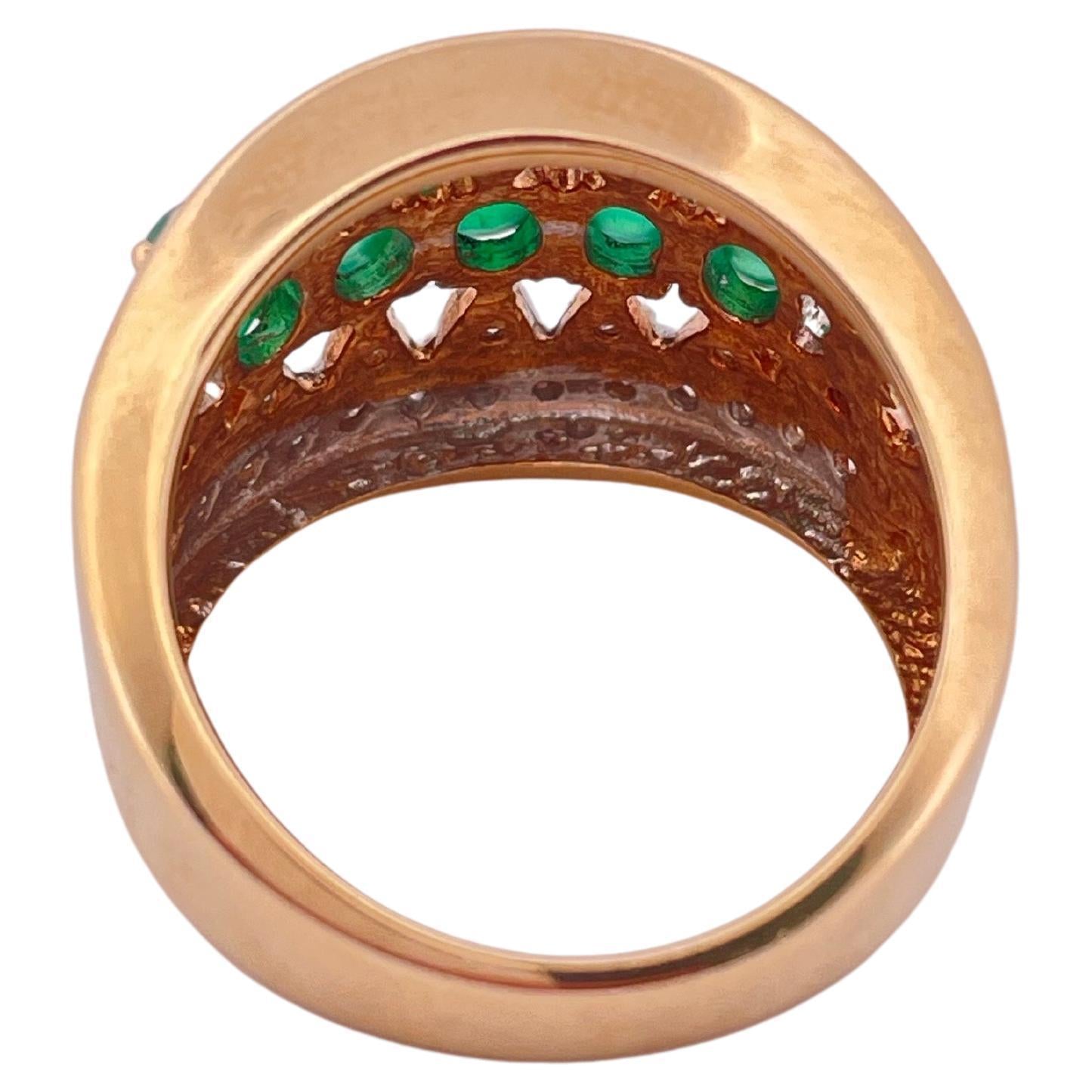 1.50ctw I-J Cabochon Emerald & 1.00ctw I-J SI2-I2 Diamond Ring Set In 14K Gold