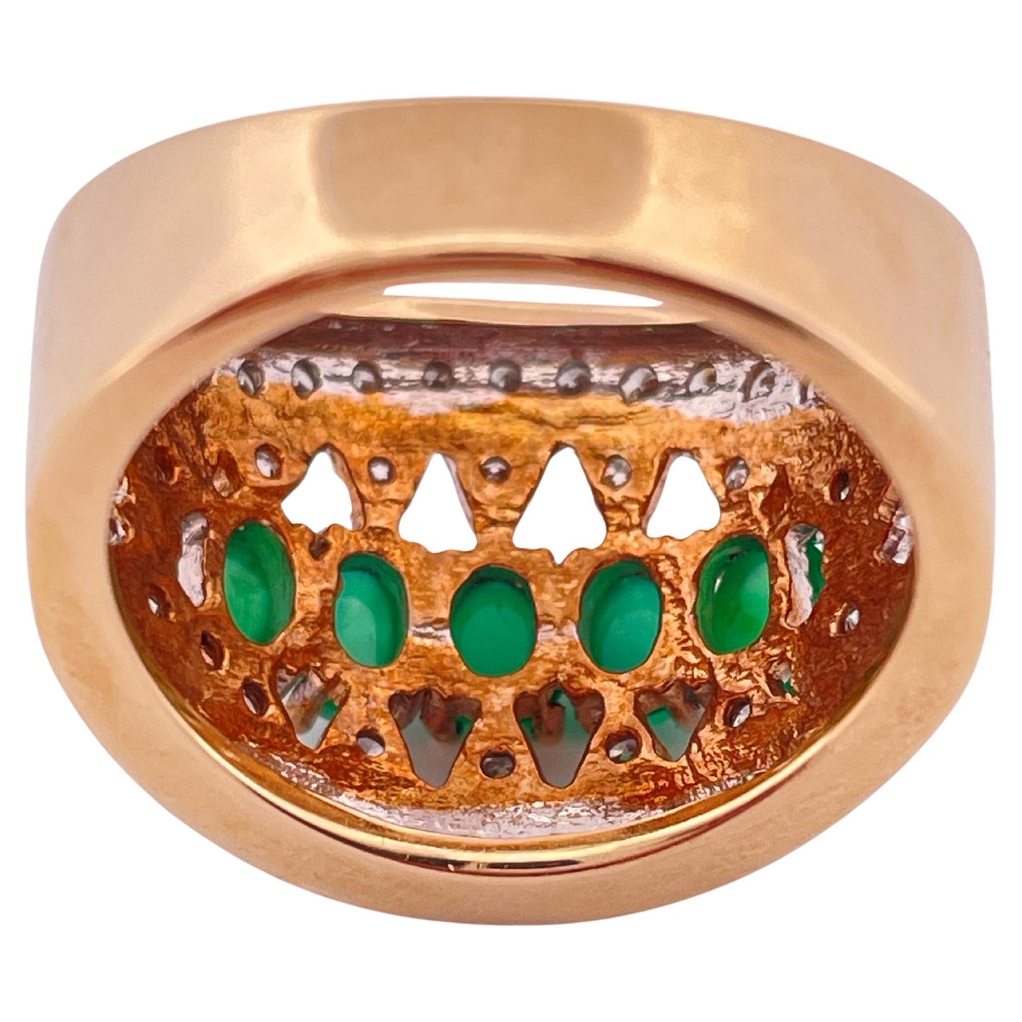1.50ctw I-J Cabochon Emerald & 1.00ctw I-J SI2-I2 Diamond Ring Set In 14K Gold
