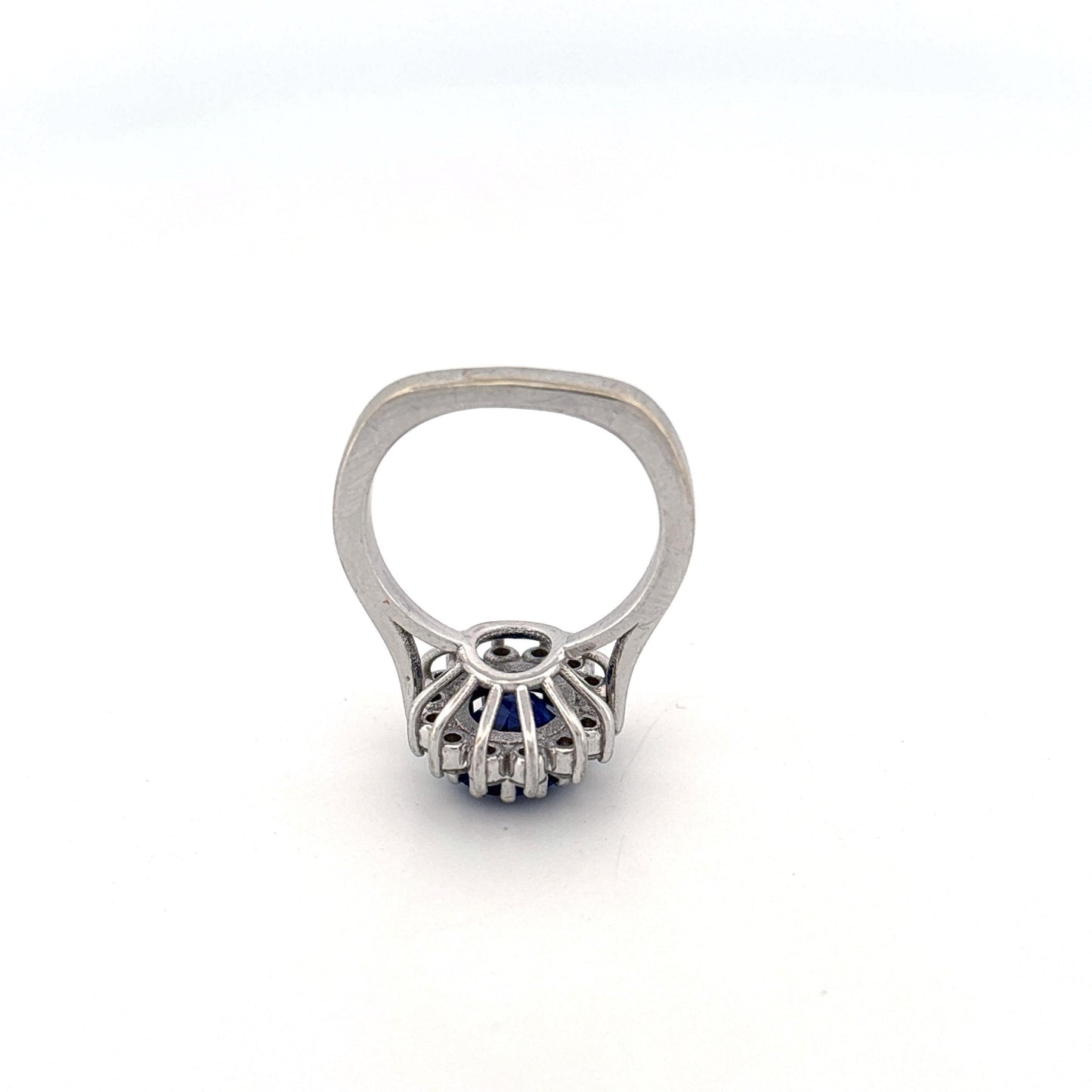 18KW Sri Lankan Sapphire 3.47CT Diamond Ring GIA