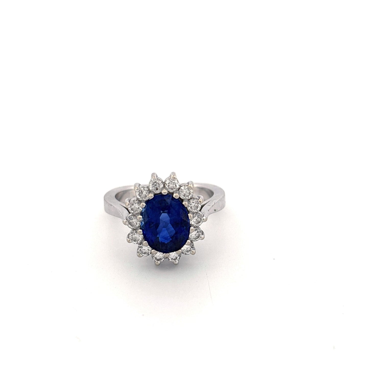 18KW Sri Lankan Sapphire 3.47CT Diamond Ring GIA