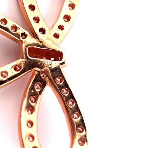 18K Rose Gold Pink Sapphire & Diamond Bow Tie Necklace 16-18”