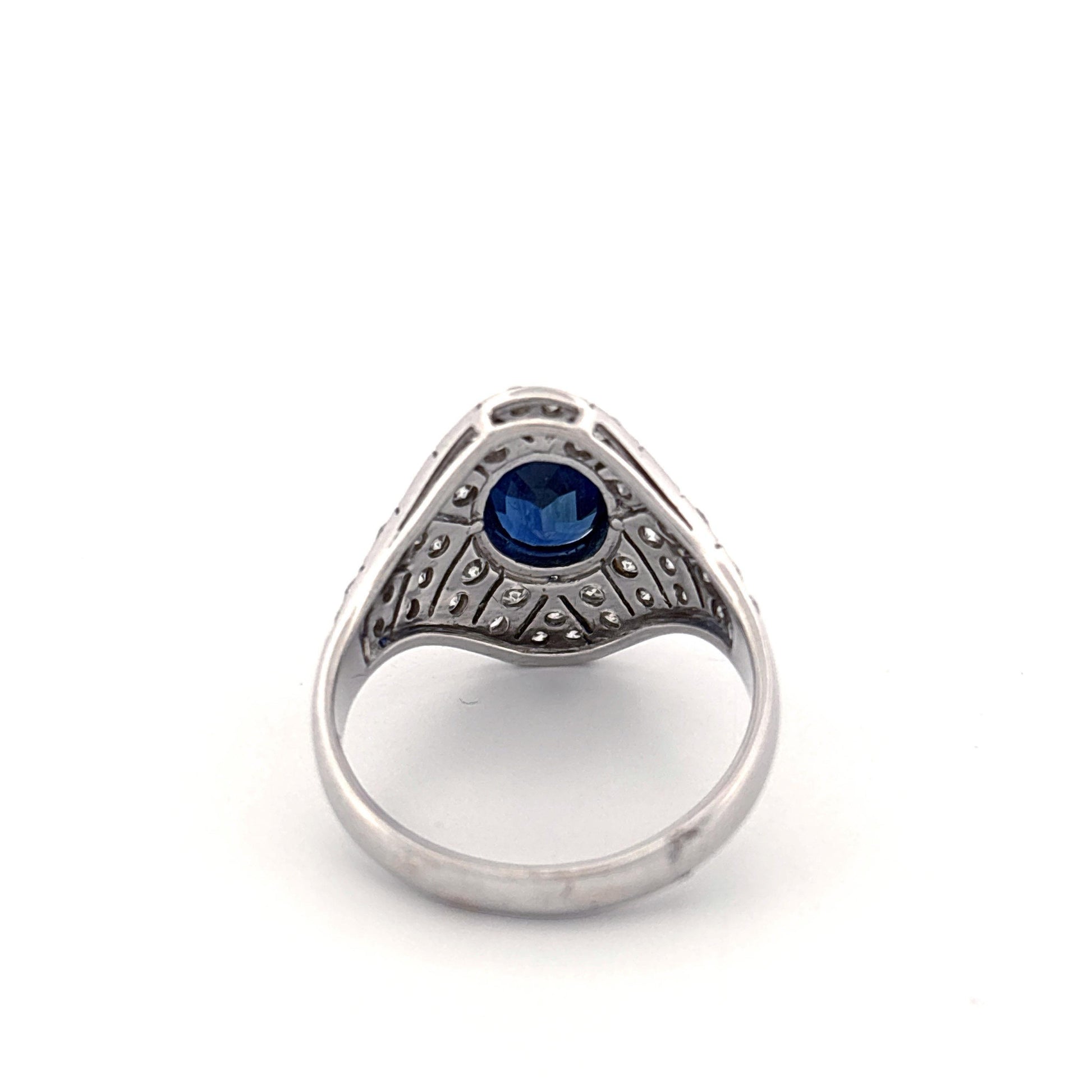 18K White Gold Thai Sapphire & Diamond Ring