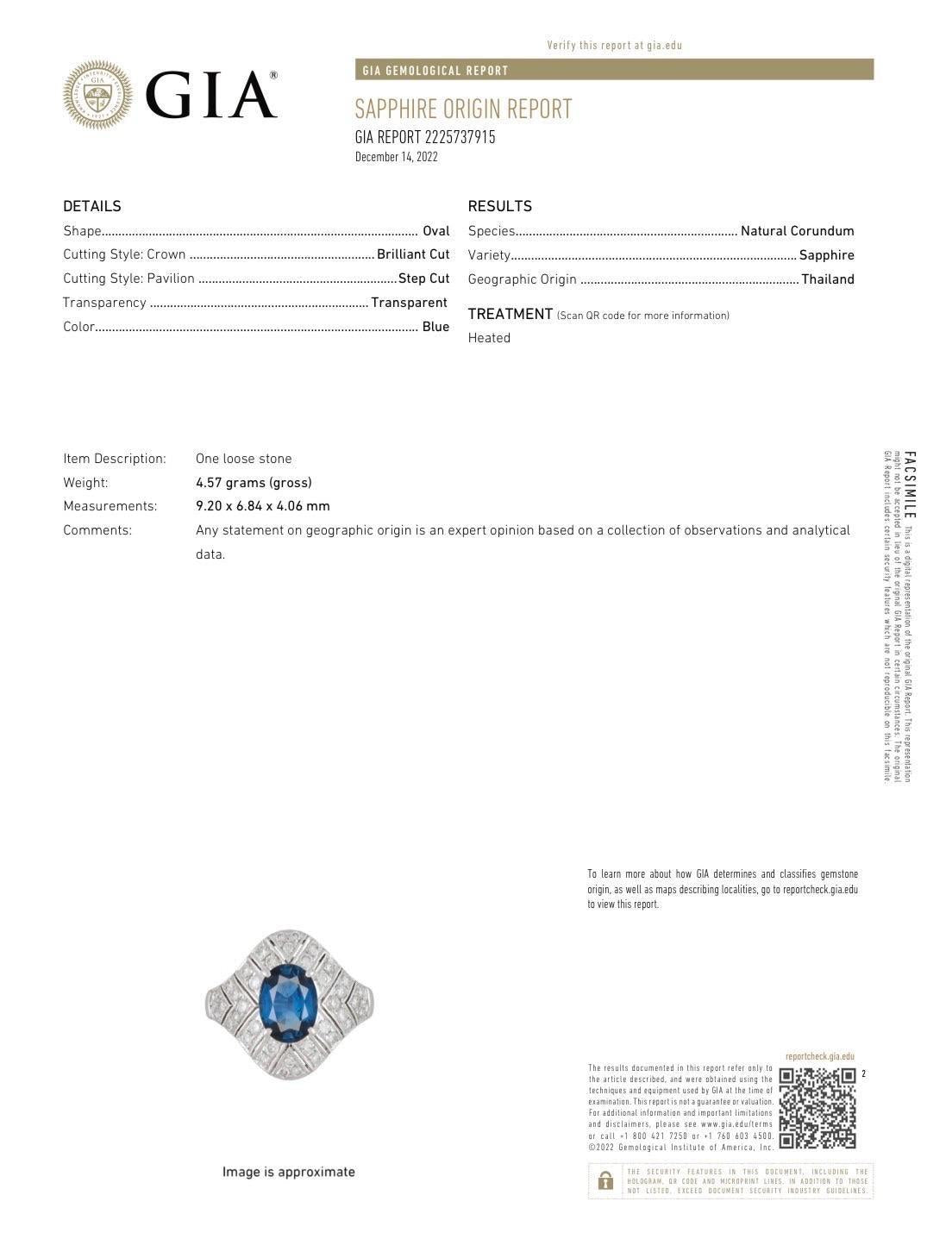 18K White Gold Thai Sapphire & Diamond Ring