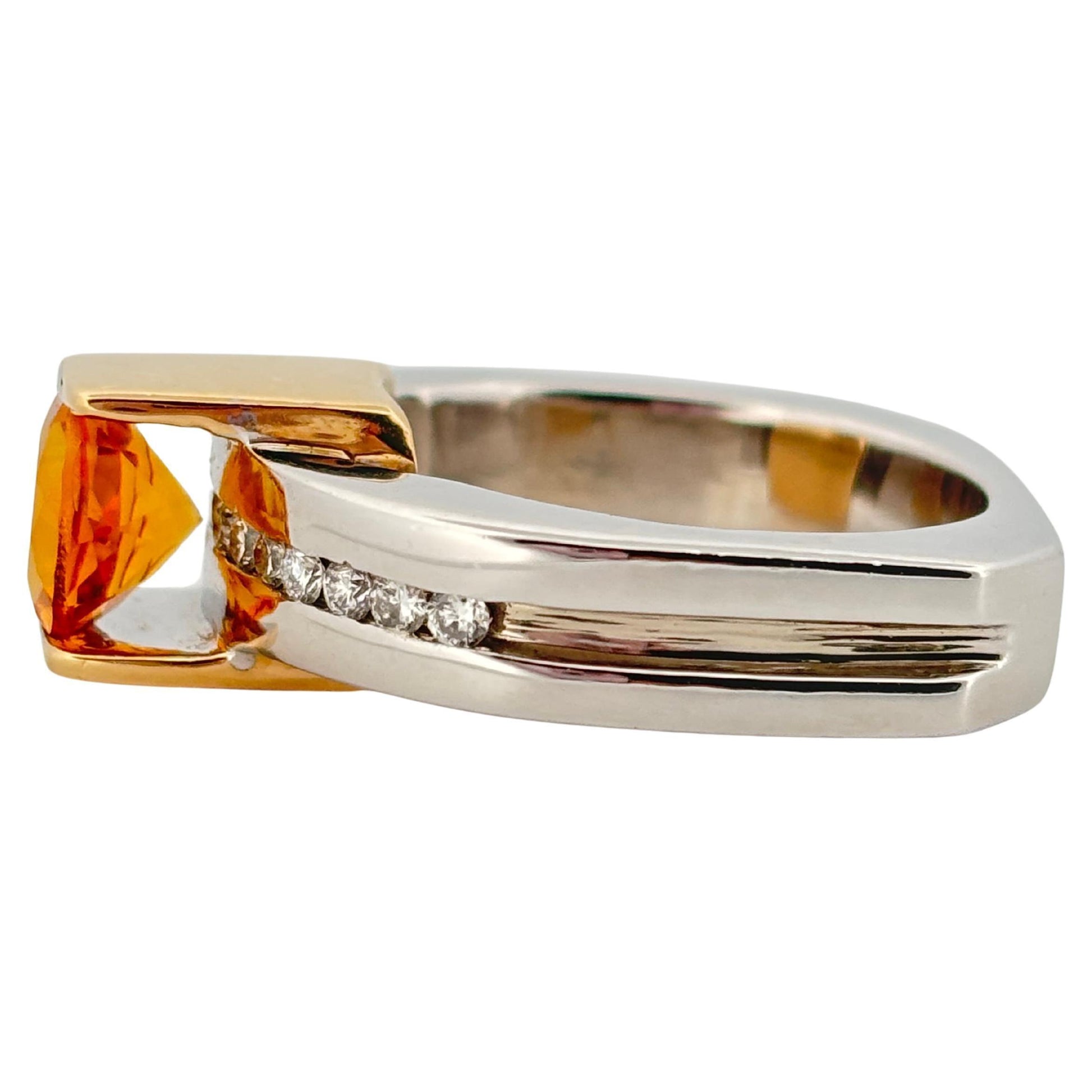 18K White & Yellow Gold 1.10ctw Citrine 0.30ctw Diamond Ring