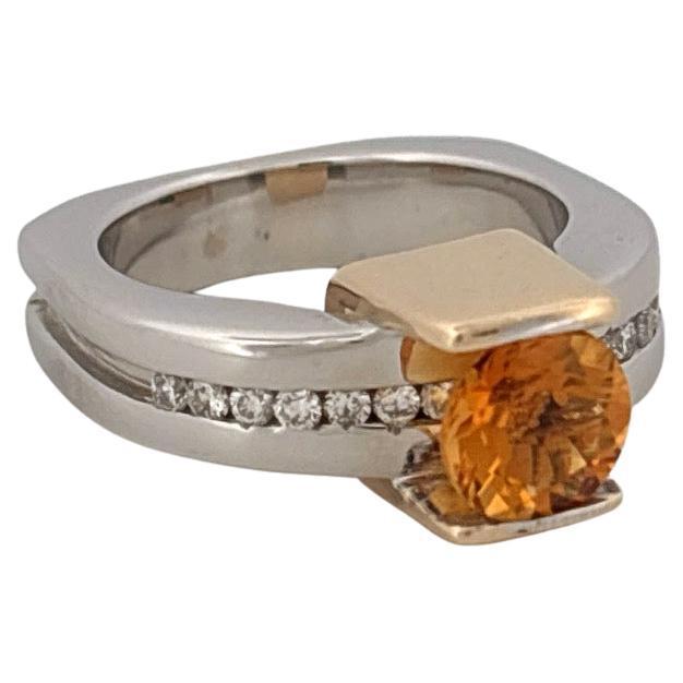 18K White & Yellow Gold 1.10ctw Citrine 0.30ctw Diamond Ring