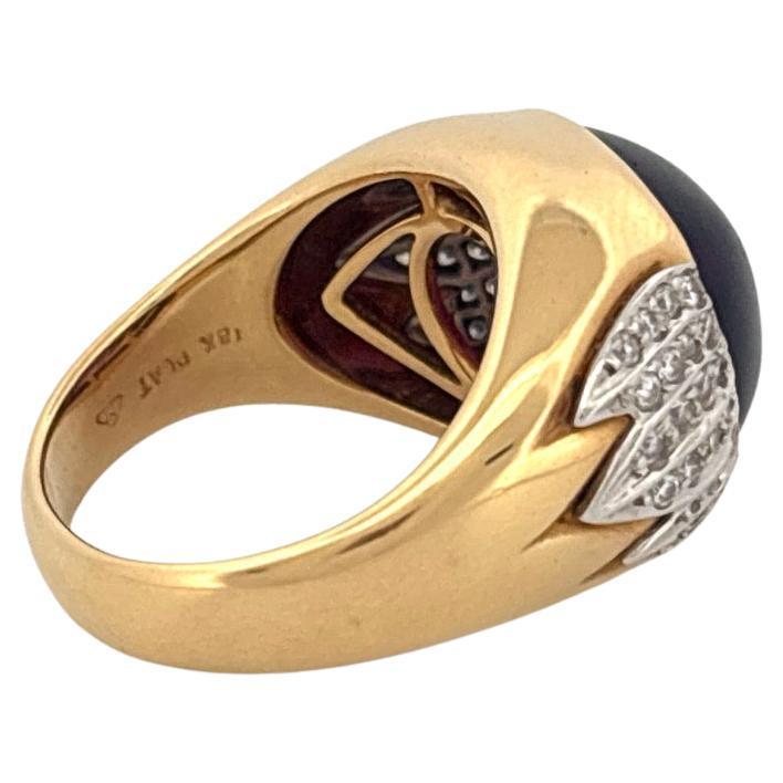18K Yellow Gold & Platinum 6.80ctw Cabochon Amethyst 0.40ctw Diamond Ring
