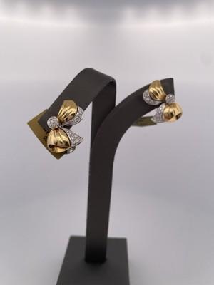 18k Two Tone Gold With 0.20ctw Diamonds Bow Earrings/ 16.3g/ 16.5mm x 24mm