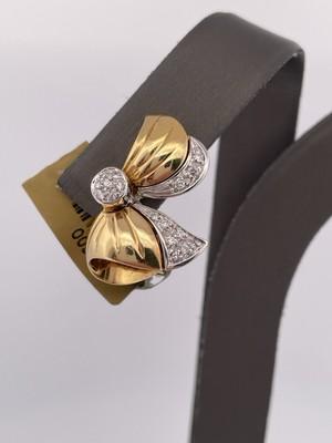 18k Two Tone Gold With 0.20ctw Diamonds Bow Earrings/ 16.3g/ 16.5mm x 24mm