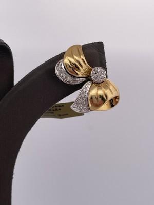 18k Two Tone Gold With 0.20ctw Diamonds Bow Earrings/ 16.3g/ 16.5mm x 24mm