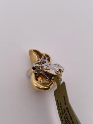 18k Two Tone Gold With 0.20ctw Diamonds Bow Earrings/ 16.3g/ 16.5mm x 24mm