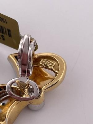 18k Two Tone Gold With 0.20ctw Diamonds Bow Earrings/ 16.3g/ 16.5mm x 24mm