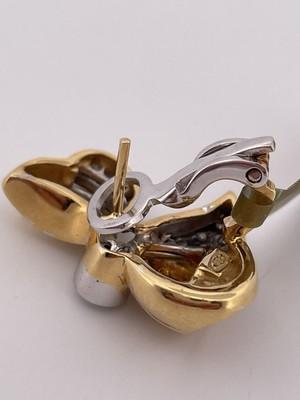 18k Two Tone Gold With 0.20ctw Diamonds Bow Earrings/ 16.3g/ 16.5mm x 24mm