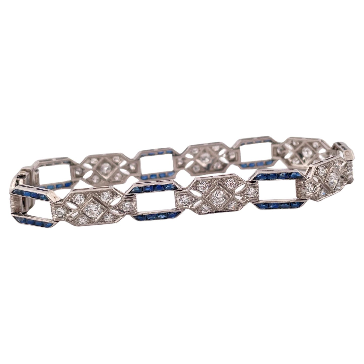1920’s Platinum 3.00ctw Diamond & 2.00ctw Sapphire Bracelet