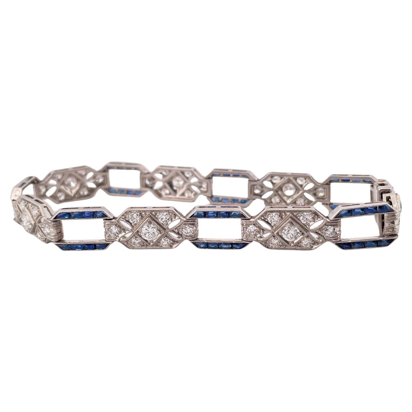 1920’s Platinum 3.00ctw Diamond & 2.00ctw Sapphire Bracelet