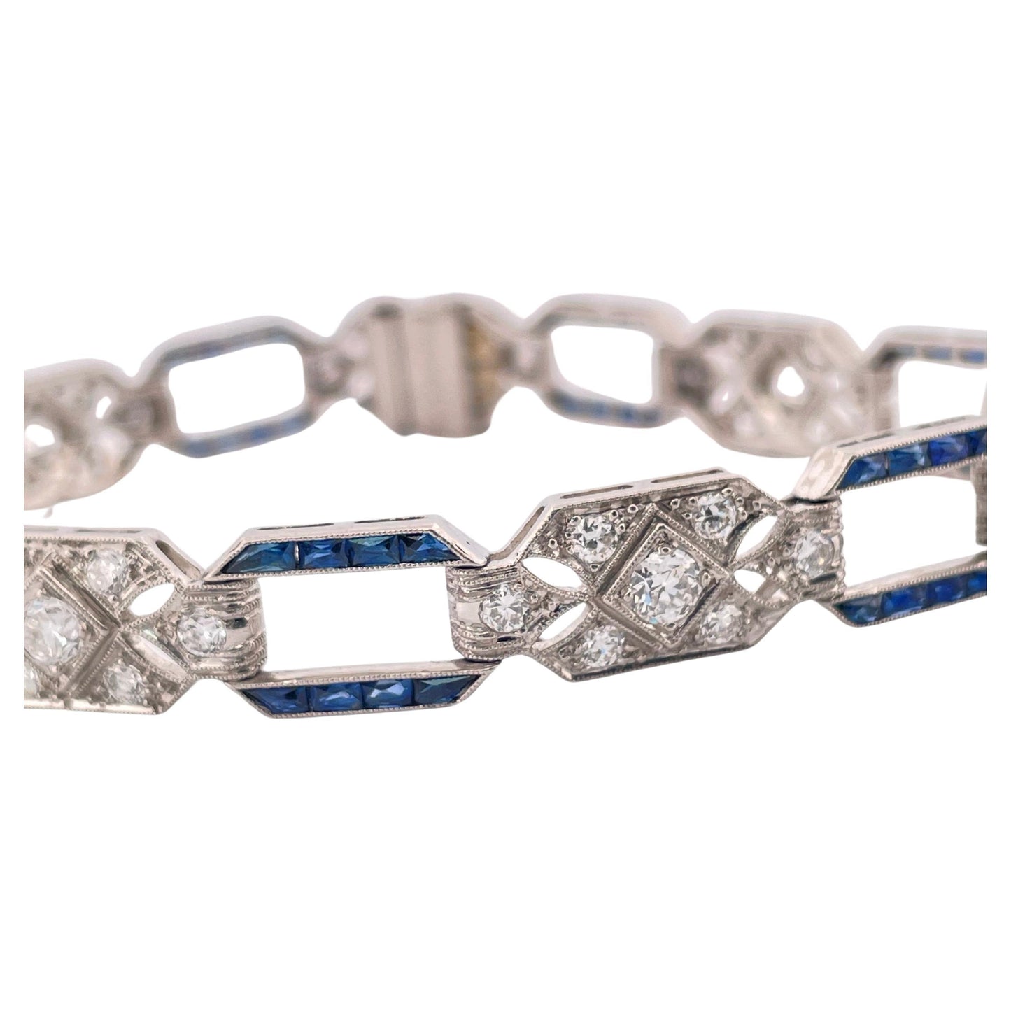 1920’s Platinum 3.00ctw Diamond & 2.00ctw Sapphire Bracelet