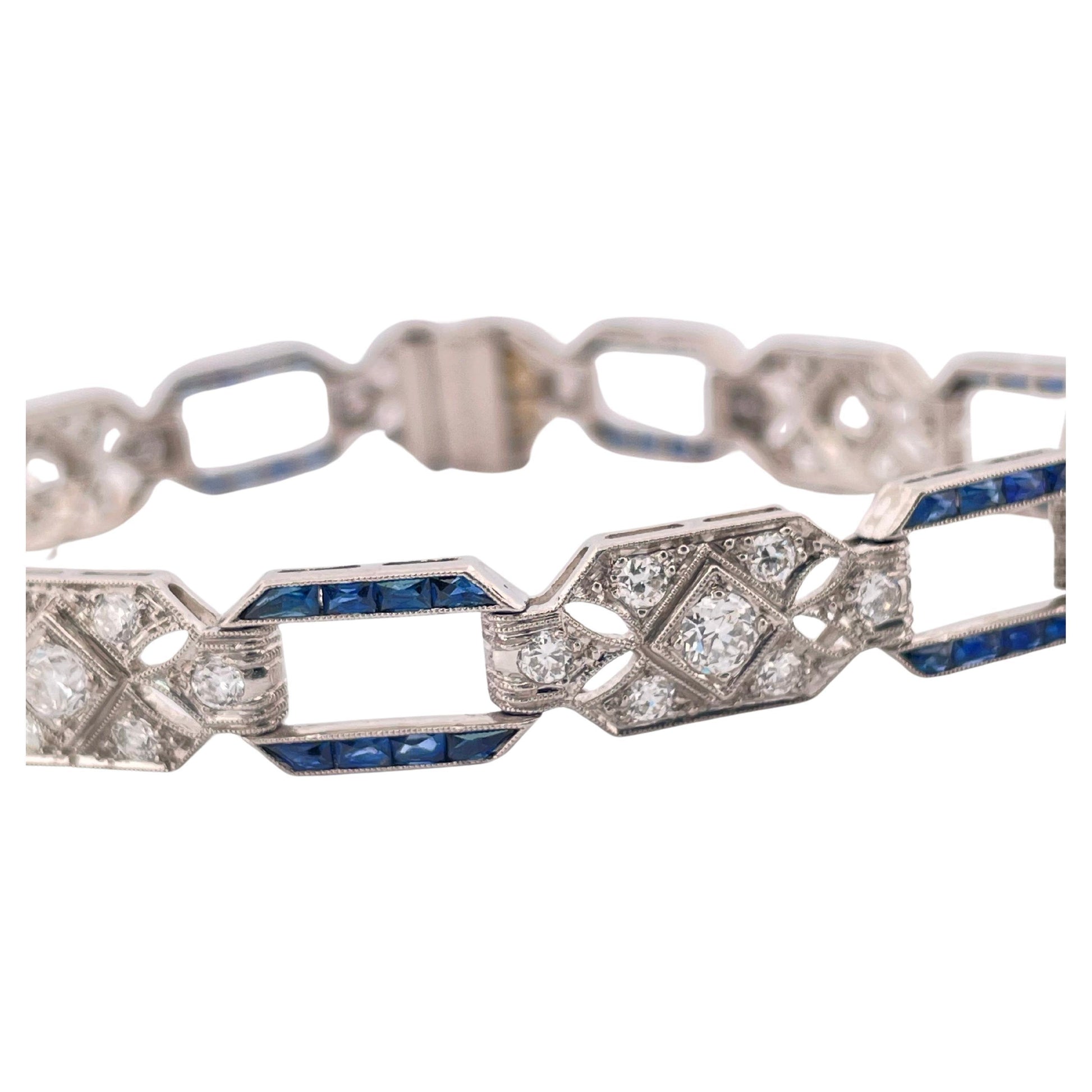 1920’s Platinum 3.00ctw Diamond & 2.00ctw Sapphire Bracelet