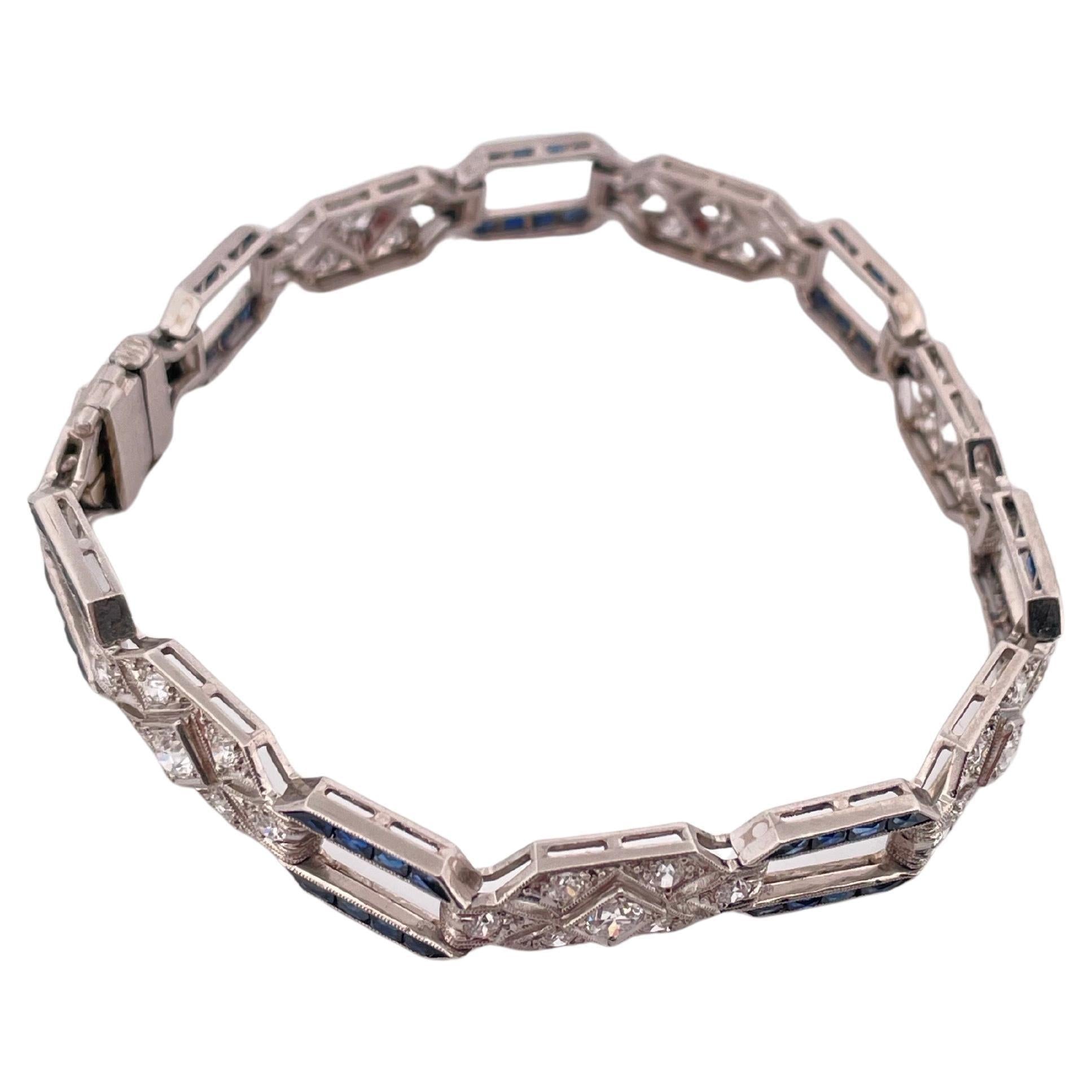1920’s Platinum 3.00ctw Diamond & 2.00ctw Sapphire Bracelet