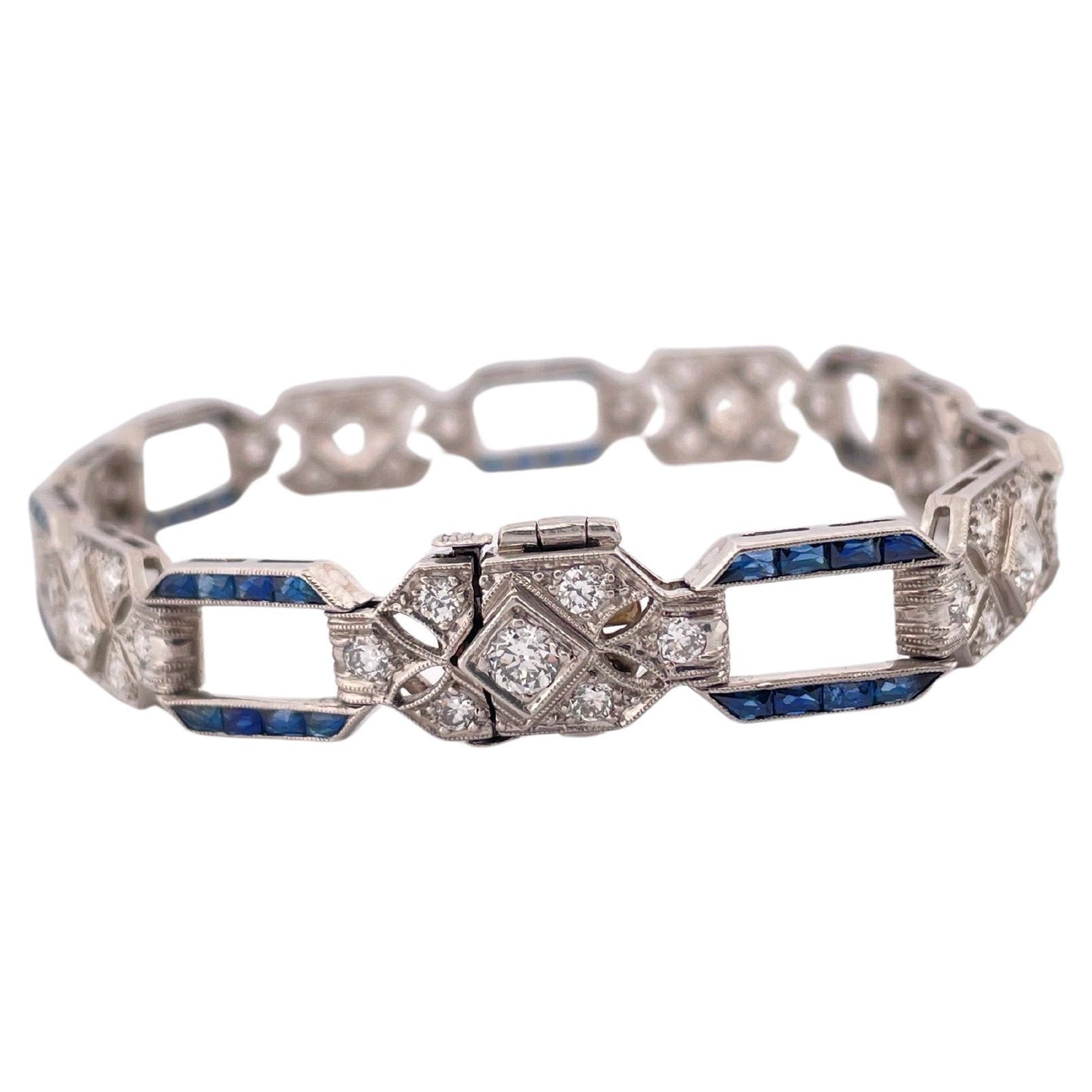 1920’s Platinum 3.00ctw Diamond & 2.00ctw Sapphire Bracelet
