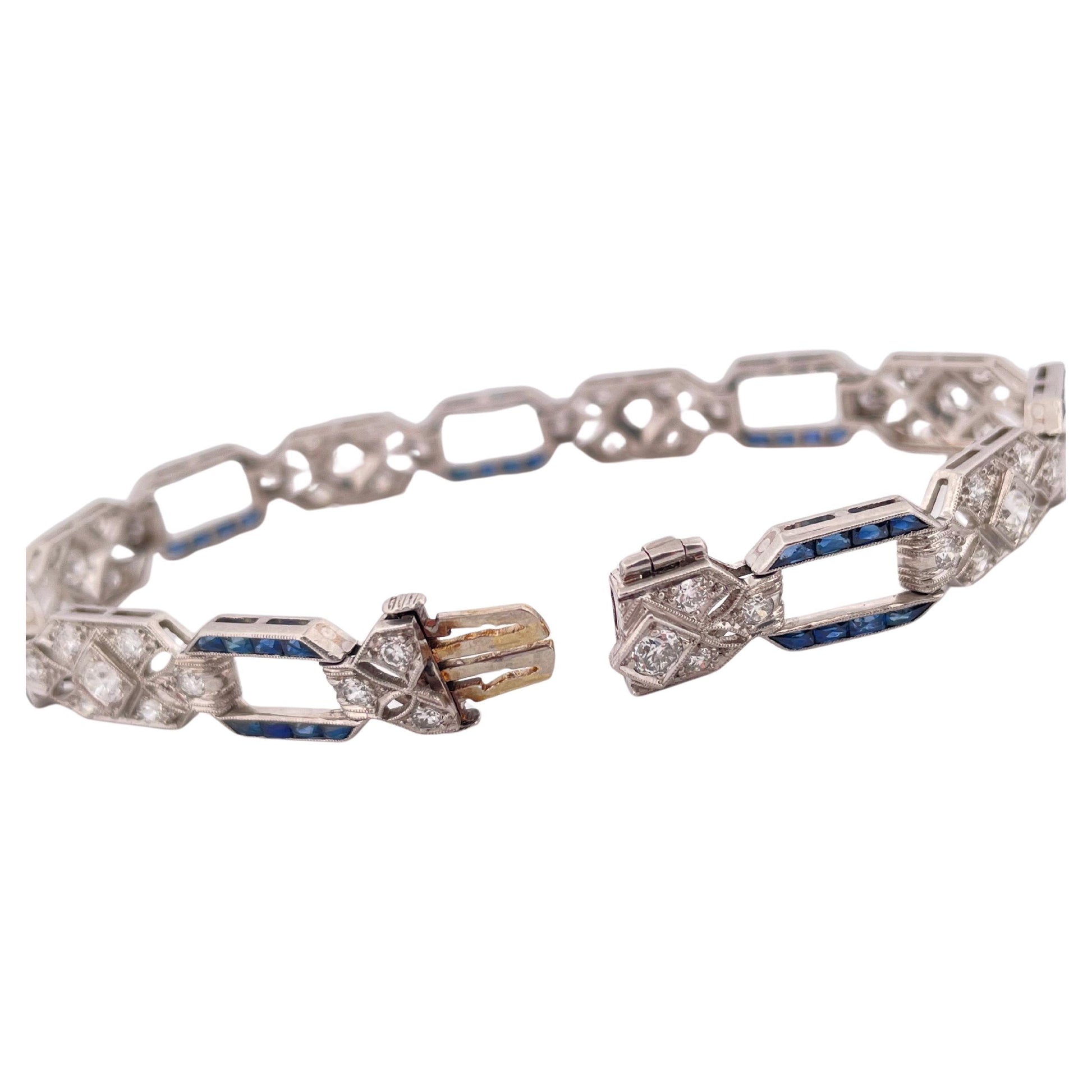 1920’s Platinum 3.00ctw Diamond & 2.00ctw Sapphire Bracelet