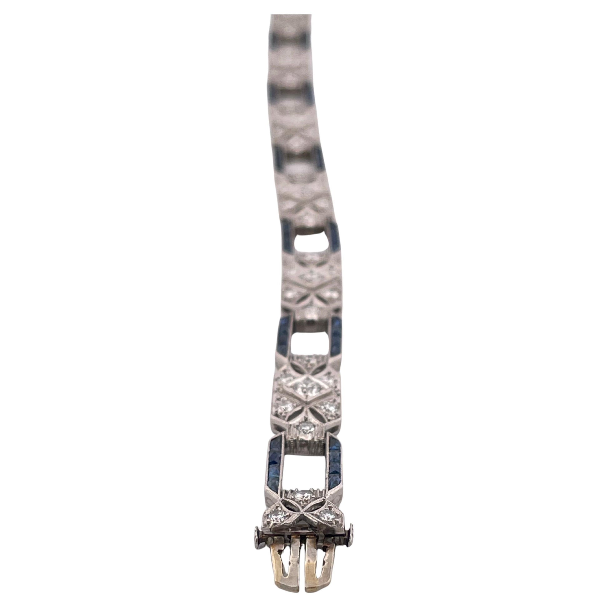 1920’s Platinum 3.00ctw Diamond & 2.00ctw Sapphire Bracelet