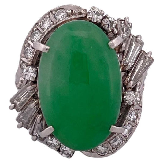 6.17ctw Jade & 0.84ctw H-I SI2-I1 Diamond Ring Set In Platinum