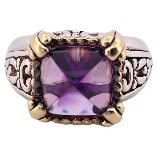 Amethyst Ring with 18K Yellow Gold trim Set In 925 Sterling Silver